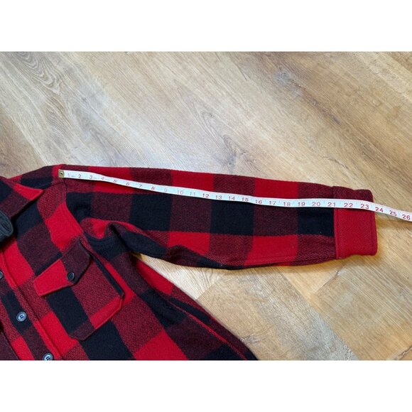 Vintage LL Bean Mens Script Label Buffalo Check Plaid Wool Shirt Hunting Shacket - Picture 7 of 8